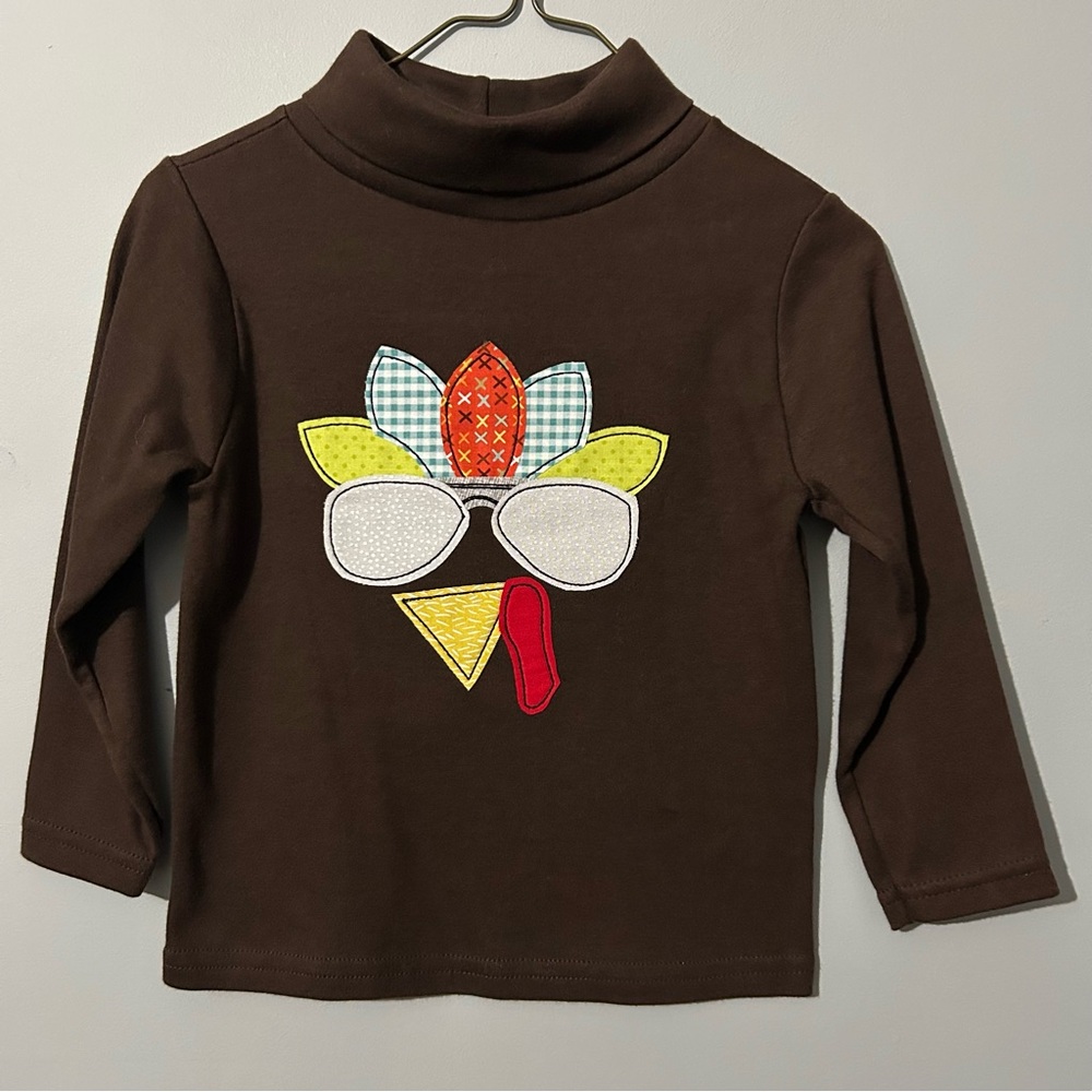 New Garanimals Brown Applique Turkey Long Sleeve shirt size 3t